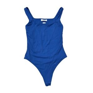 BABATON CONTOUR Royal Blue Square Neck Thong Bodysuit Size S